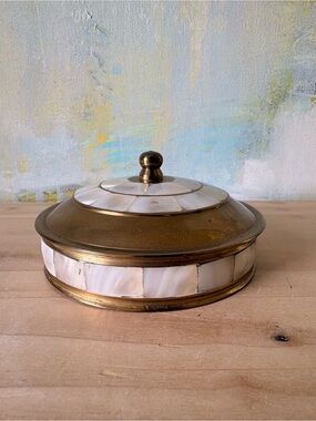Vintage Brass and Mother-of-Pearl Trinket Box